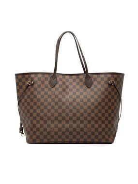 Louis Vuitton Damier Neverfull GM Tote Bag Brown Leather